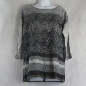 JM Collection Women's Metallic-Stitch Drop Shoulders Sweater, Gray Multi, Small